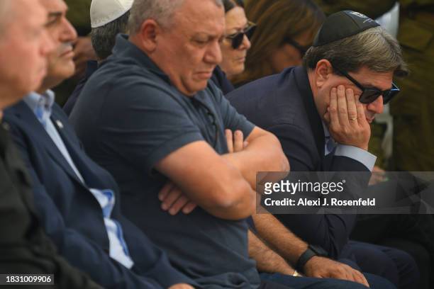 Ofir Akunis , Minister of Innovation, Science and Technology of Israel, grieves for Col. Asaf Hamami, commander of Gaza Division's Southern Brigade,...