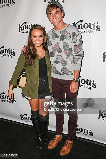 Actors Jennifer Veal and Lucas Cruikshank attend the Knott's Scary Farm 'Haunt' VIP Opening Night Party at Knott's Berry Farm on October 3, 2013 in...