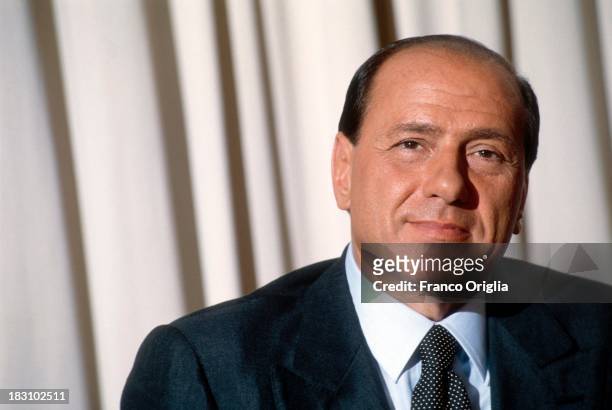 Prime Minister Silvio Berlusconi holds a press conference at Palazzo Chigi on July 29, 1994 in Rome, Italy.