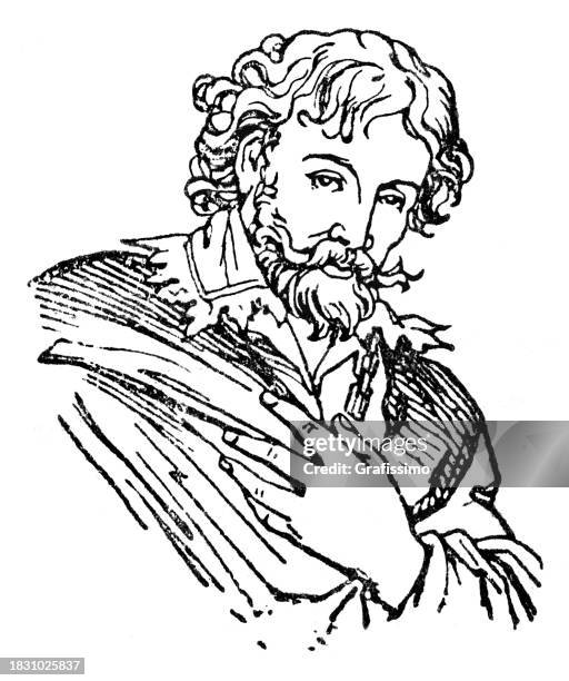 sir peter paul rubens dutch painter portrait - peter paul rubens painter stock illustrations