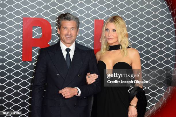 Patrick Dempsey and Jillian Dempsey attend the "Ferrari" Sky Premiere at Odeon Luxe Leicester Square on December 04, 2023 in London, England.