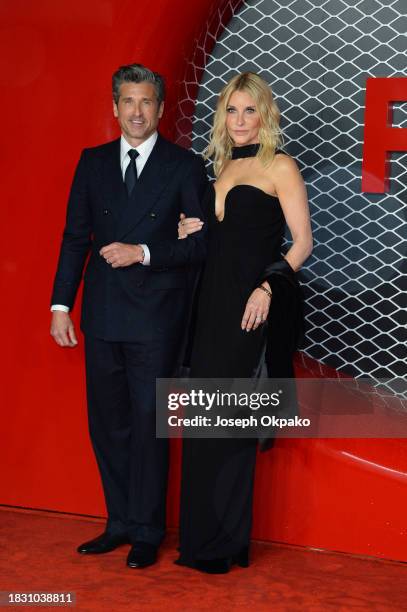 Patrick Dempsey and Jillian Dempsey attend the "Ferrari" Sky Premiere at Odeon Luxe Leicester Square on December 04, 2023 in London, England.