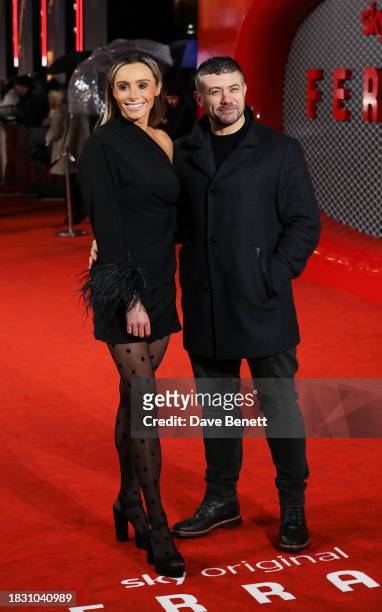 Anna Woolhouse and Warren Brown attend the UK Premiere of "Ferrari" at the Odeon Luxe Leicester Square on December 04, 2023 in London, England.