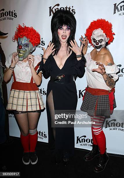 Actress Cassandra Peterson AKA Elvira attends the VIP opening of Knott's Scary Farm HAUNT at Knott's Berry Farm on October 3, 2013 in Buena Park,...