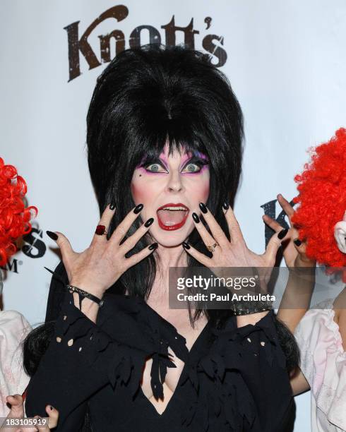 Actress Cassandra Peterson AKA Elvira attends the VIP opening of Knott's Scary Farm HAUNT at Knott's Berry Farm on October 3, 2013 in Buena Park,...