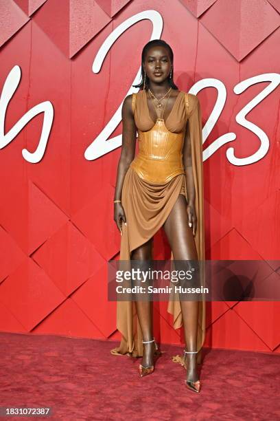 Adut Akech attends The Fashion Awards 2023 presented by Pandora at the Royal Albert Hall on December 04, 2023 in London, England.
