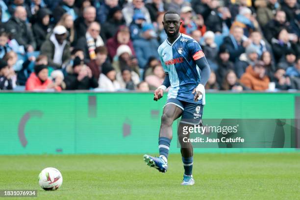 Arouna Sangante of Le Havre during the Ligue 1 Uber Eats match between Le Havre AC and Paris Saint-Germain at Stade Oceane on December 3, 2023 in Le...