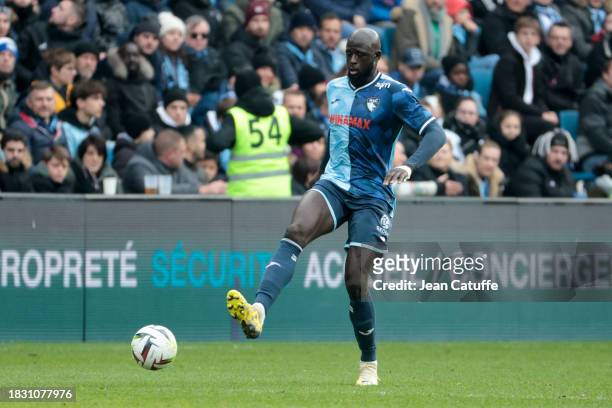 Abdoulaye Toure of Le Havre in action during the Ligue 1 Uber Eats match between Le Havre AC and Paris Saint-Germain at Stade Oceane on December 3,...
