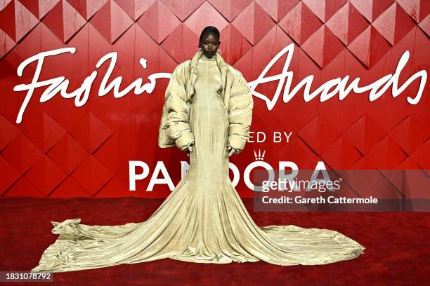 Aweng Chuol attends The Fashion Awards 2023 presented by Pandora at the Royal Albert Hall on December 04, 2023 in London, England.