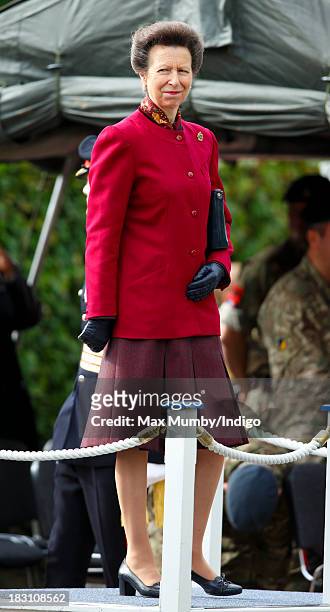 Princess Anne, The Princess Royal takes the salute after presenting Afghanistan Operational Medals to troops of the Explosive Ordnance Disposal Task...