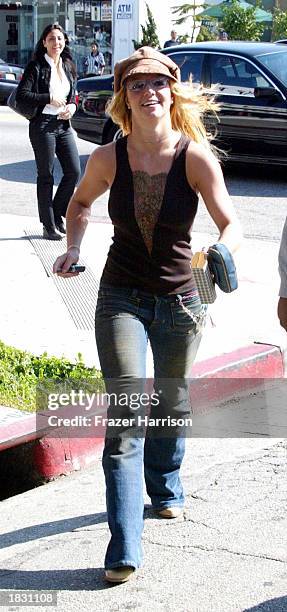 Singer Britney Spears shops on Melrose Avenue on March 5, 2003 in Los Angeles, California.