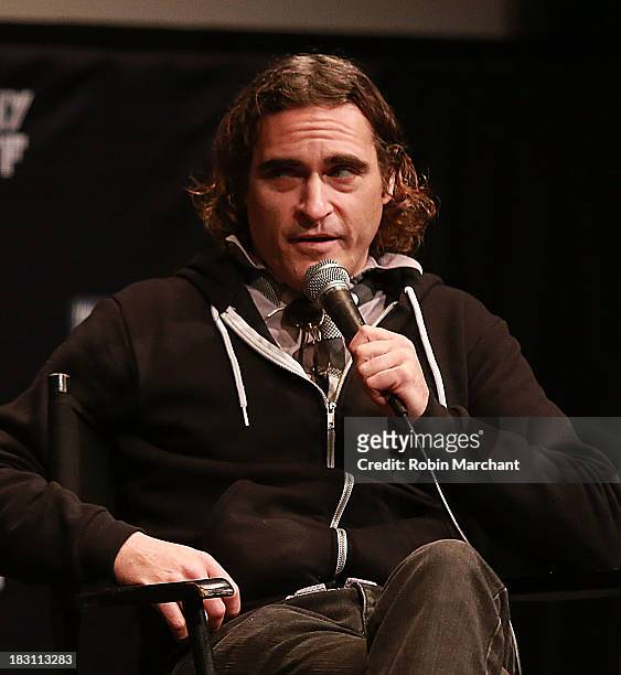 Actor Joaquin Phoenix attends the "Immigrants" premiere during the 51st New York Film Festival at The Film Society of Lincoln Center, Walter Reade...