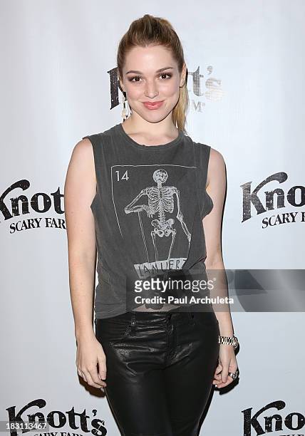 Actress Jennifer Stone attends the VIP opening of Knott's Scary Farm HAUNT at Knott's Berry Farm on October 3, 2013 in Buena Park, California.