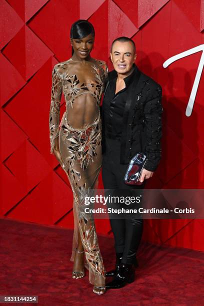 Leomie Anderson and Julien Macdonald attends The Fashion Awards 2023 presented by Pandora at the Royal Albert Hall on December 04, 2023 in London,...