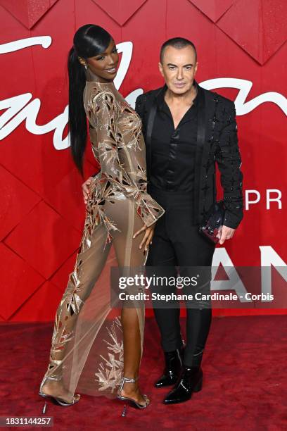 Leomie Anderson and Julien Macdonald attends The Fashion Awards 2023 presented by Pandora at the Royal Albert Hall on December 04, 2023 in London,...