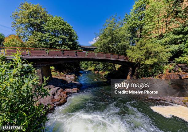 tumwater falls park bridge - tumwater stock pictures, royalty-free photos & images