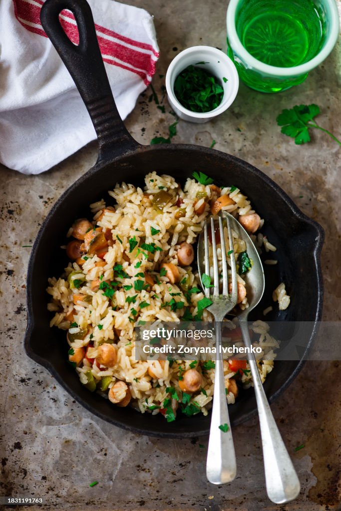 One Skillet Sausage and Rice