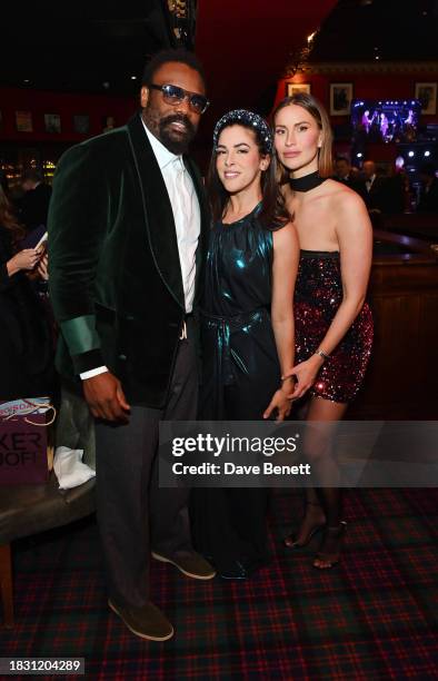 Dereck Chisora, Aimie Atkinson and Ferne McCann attend the Cigar Smoker of the Year Dinner & Awards 2023 at Boisdale of Canary Wharf on December 04,...