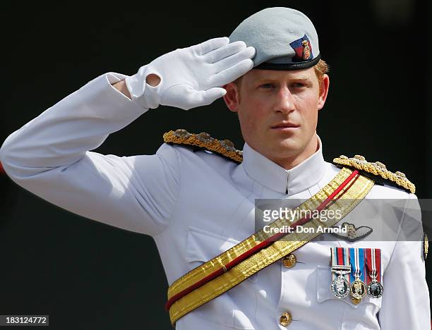 Prince Harry attends The 2013 International Fleet Review on October 5, 2013 in Sydney, Australia. Over 50 ships participate in the International...