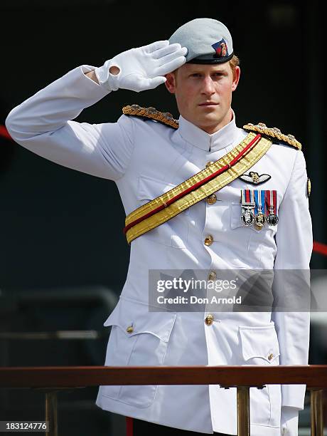 Prince Harry attends The 2013 International Fleet Review on October 5, 2013 in Sydney, Australia. Over 50 ships participate in the International...