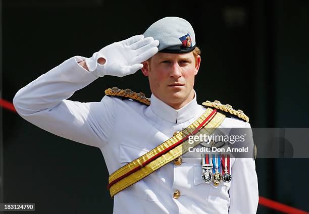 Prince Harry attends The 2013 International Fleet Review on October 5, 2013 in Sydney, Australia. Over 50 ships participate in the International...