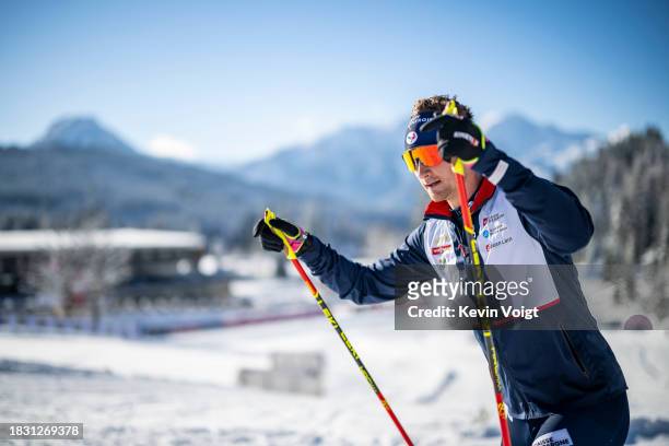 Fabien Claude of France in action competes during the Training Women and Men at the BMW IBU World Cup Biathlon Hochfilzen on December 7, 2023 in...