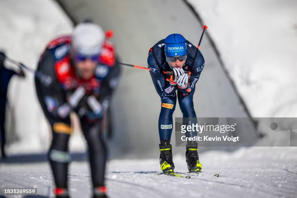Lukas Hofer of Italy in action competes during the Training Women and Men at the BMW IBU World Cup Biathlon Hochfilzen on December 7, 2023 in...