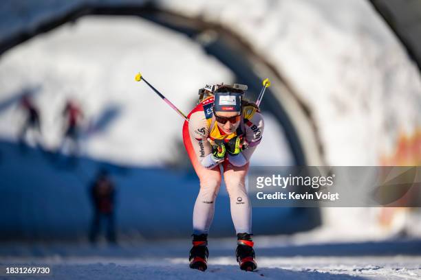 Flurina Volken of Switzerland in action competes during the Training Women and Men at the BMW IBU World Cup Biathlon Hochfilzen on December 7, 2023...