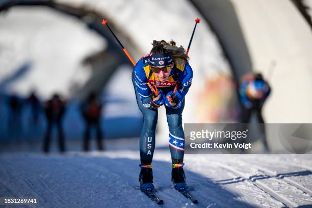 Deedra Irwin of the United States in action competes during the Training Women and Men at the BMW IBU World Cup Biathlon Hochfilzen on December 7,...