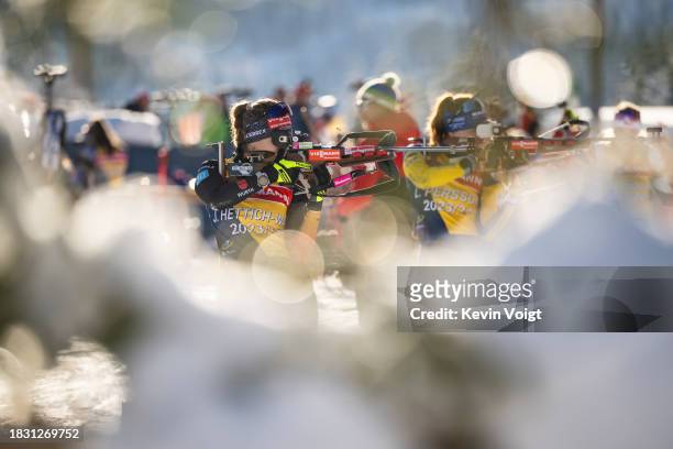 Janina Hettich-Walz of Germany at the shooting range during the Training Women and Men at the BMW IBU World Cup Biathlon Hochfilzen on December 7,...