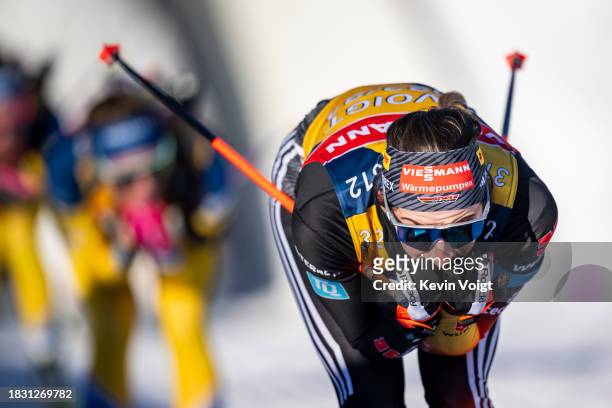 Vanessa Voigt of Germany in action competes during the Training Women and Men at the BMW IBU World Cup Biathlon Hochfilzen on December 7, 2023 in...