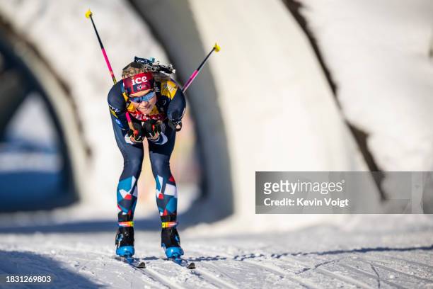 Juni Arnekleiv of Norway in action competes during the Training Women and Men at the BMW IBU World Cup Biathlon Hochfilzen on December 7, 2023 in...