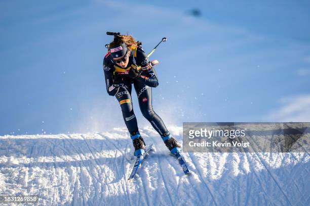 Beactrice Trabucchi of Italy in action competes during the Training Women and Men at the BMW IBU World Cup Biathlon Hochfilzen on December 7, 2023 in...