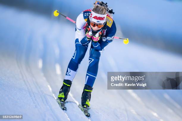 Erika Janka of Finland in action competes during the Training Women and Men at the BMW IBU World Cup Biathlon Hochfilzen on December 7, 2023 in...