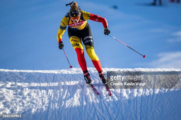 Maya Cloetens of Belgium in action competes during the Training Women and Men at the BMW IBU World Cup Biathlon Hochfilzen on December 7, 2023 in...