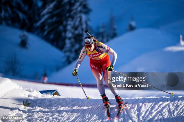 Flurina Volken of Switzerland in action competes during the Training Women and Men at the BMW IBU World Cup Biathlon Hochfilzen on December 7, 2023...