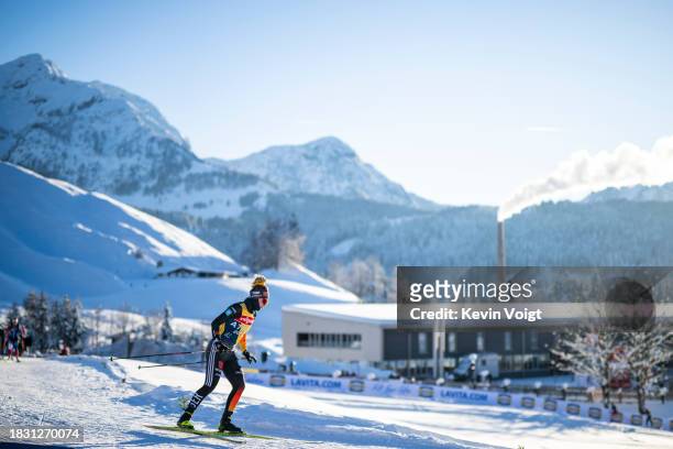 Selina Grotian of Germany in action competes during the Training Women and Men at the BMW IBU World Cup Biathlon Hochfilzen on December 7, 2023 in...