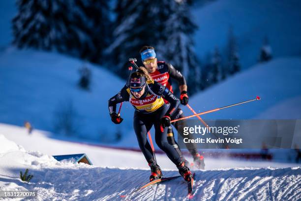 Dorothea Wierer of Italy in action competes during the Training Women and Men at the BMW IBU World Cup Biathlon Hochfilzen on December 7, 2023 in...