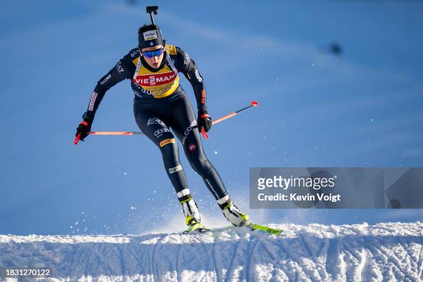 Rebecca Passler of Italy in action competes during the Training Women and Men at the BMW IBU World Cup Biathlon Hochfilzen on December 7, 2023 in...