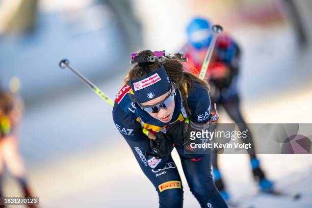 Beactrice Trabucchi of Italy in action competes during the Training Women and Men at the BMW IBU World Cup Biathlon Hochfilzen on December 7, 2023 in...