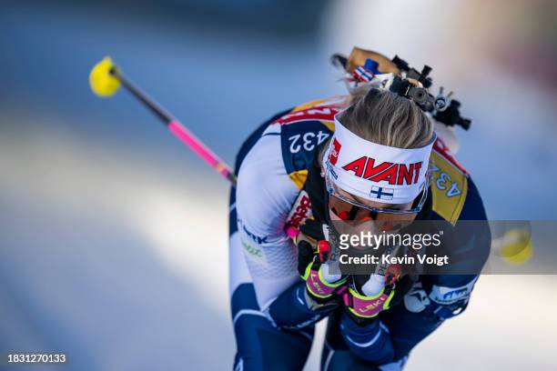 Erika Janka of Finland in action competes during the Training Women and Men at the BMW IBU World Cup Biathlon Hochfilzen on December 7, 2023 in...