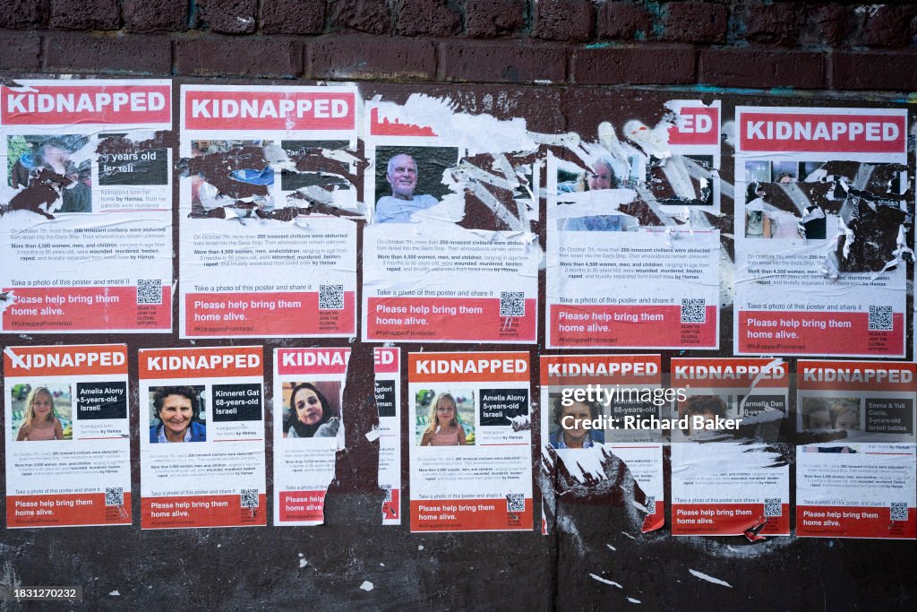 Torn Israeli Kidnapped Hostage Flyers In London