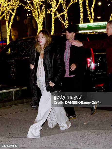 Suki Waterhouse and Robert Pattinson are seen on December 06, 2023 in New York City.