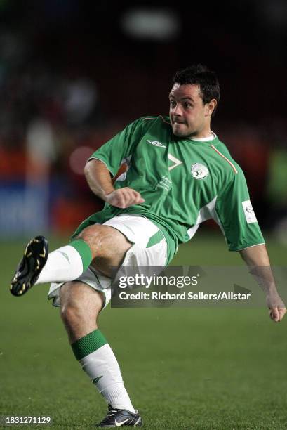 September 7: Andy Reid of Republic of Ireland kicking during the World Cup Qualifier match between Republic of Ireland and France at Lansdowne Road...