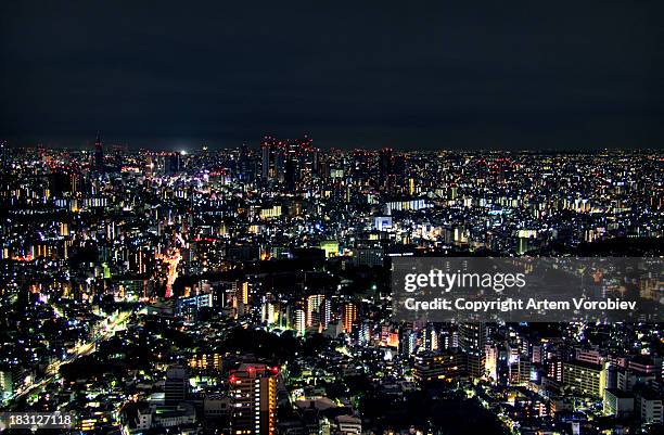 tokyo cityscape at night, ikebukuro - night view of tokyo ikebukuro stock pictures, royalty-free photos & images