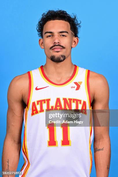 Trae Young of the Atlanta Hawks poses for a head shot on December 6, 2023 at Emory Practice Courts, Georgia. NOTE TO USER: User expressly...