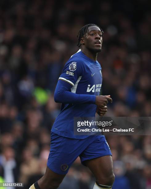 Axel Disasi of Chelsea in action during the Premier League match between Chelsea FC and Brighton & Hove Albion at Stamford Bridge on December 03,...