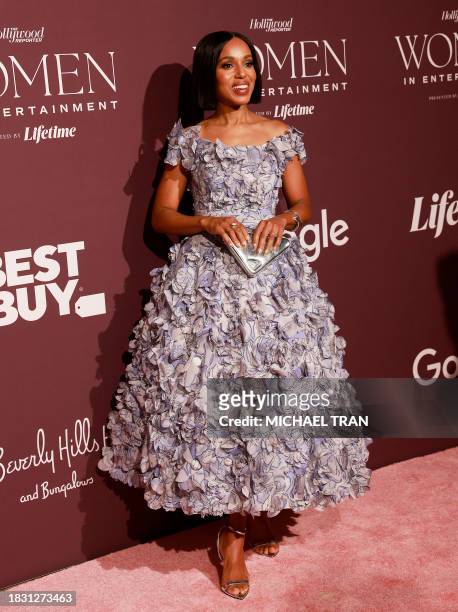 Actress Kerry Washington arrives for The Hollywood Reporter's annual Women in Entertainment gala in Beverly Hills, California, on December 7, 2023....