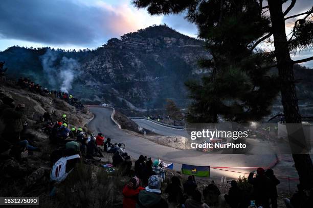 Esapekka Lappi and Janne Ferm of the Hyundai Shell Mobis World Rally Team are competing in the Hyundai i20 N Rally1 Hybrid on the fourth day of the...