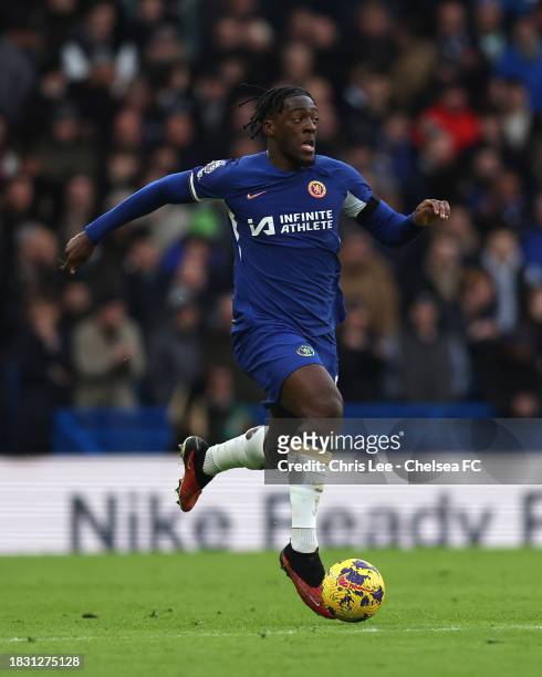 Axel Disasi of Chelsea in action during the Premier League match between Chelsea FC and Brighton & Hove Albion at Stamford Bridge on December 03,...